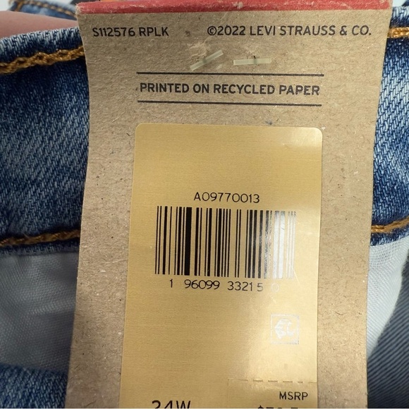 NEW Levis Wedgie Straight Jeans Plus 24W High Rise Button Fly Distressed Levi’s - Picture 14 of 15